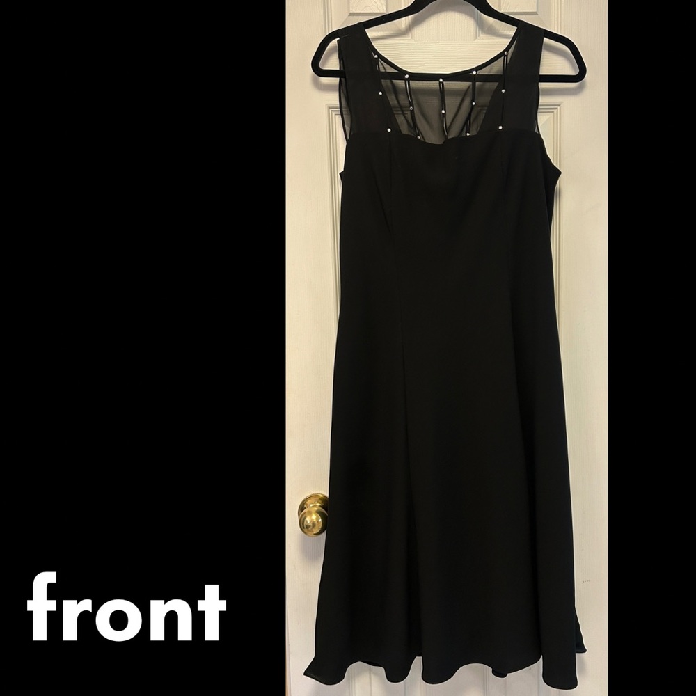 Evan Picone Black Midi Dress with Sheer Detail [womens 14]